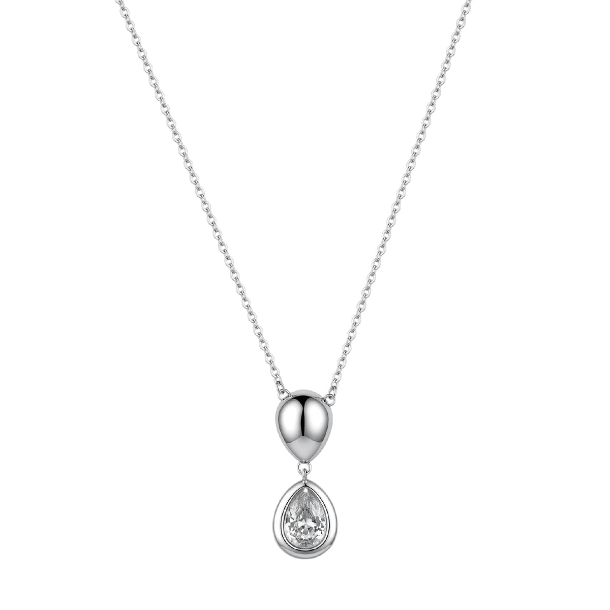 Collana catena Brosway in acciaio e zircone doppia goccia MISURA UNICA