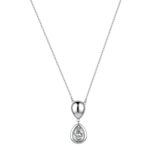 Collana catena Brosway in acciaio e zircone doppia goccia MISURA UNICA
