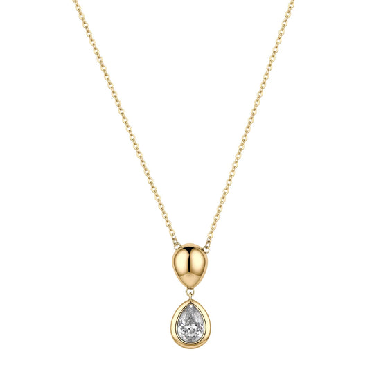 Collana catena Brosway in acciaio oro e zircone doppia goccia MISURA UNICA