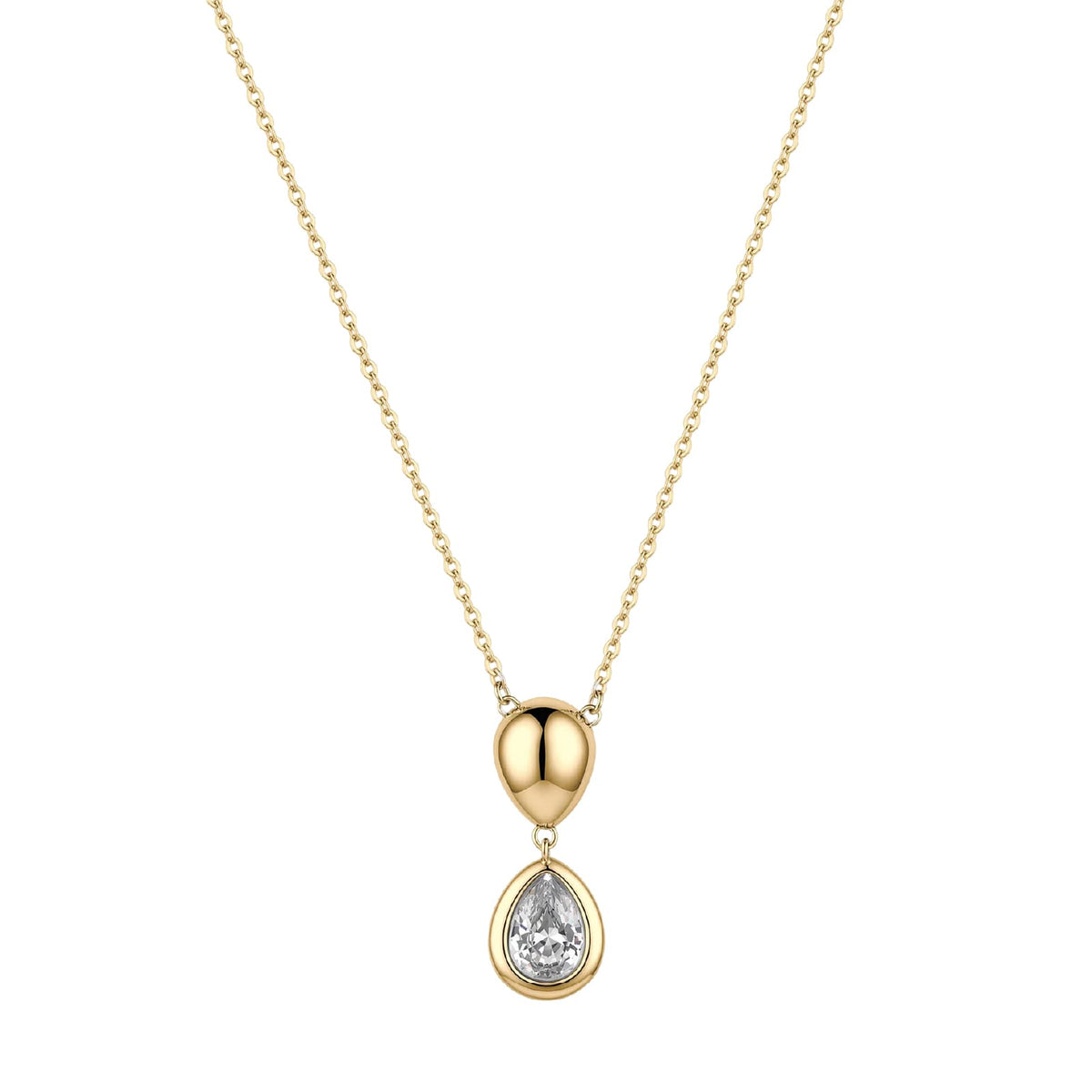 Collana catena Brosway in acciaio oro e zircone doppia goccia MISURA UNICA