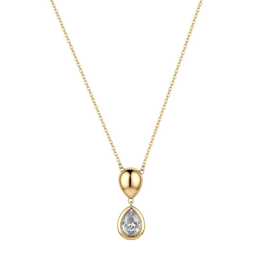 Collana catena Brosway in acciaio oro e zircone doppia goccia MISURA UNICA
