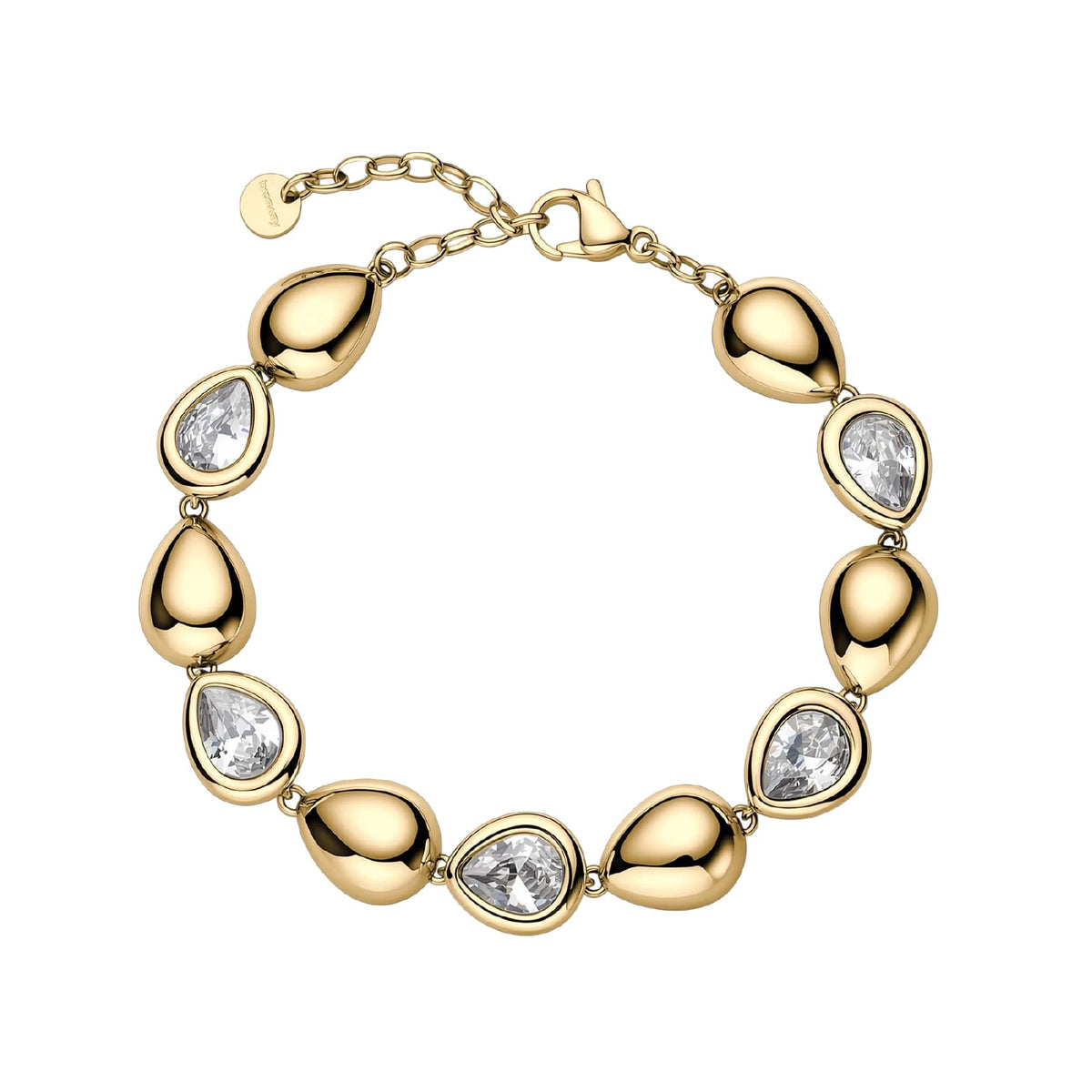 Bracciale Brosway in acciaio dorato e zirconi gocce alternate 20 cm