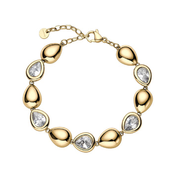 Bracciale Brosway in acciaio dorato e zirconi gocce alternate 20 cm