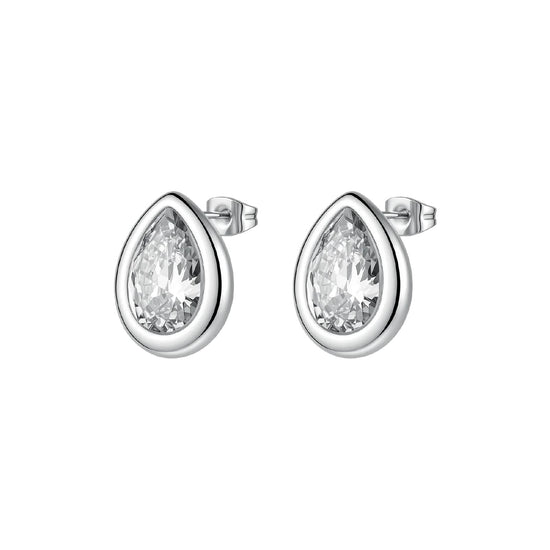 Orecchini lobo Brosway in acciaio e zircone bianco goccia MISURA UNICA