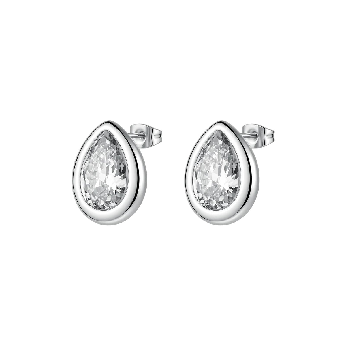 Orecchini lobo Brosway in acciaio e zircone bianco goccia MISURA UNICA