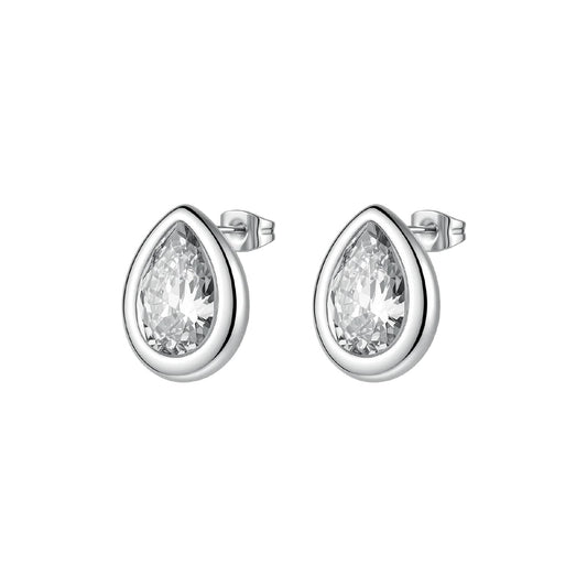 Orecchini lobo Brosway in acciaio e zircone bianco goccia MISURA UNICA