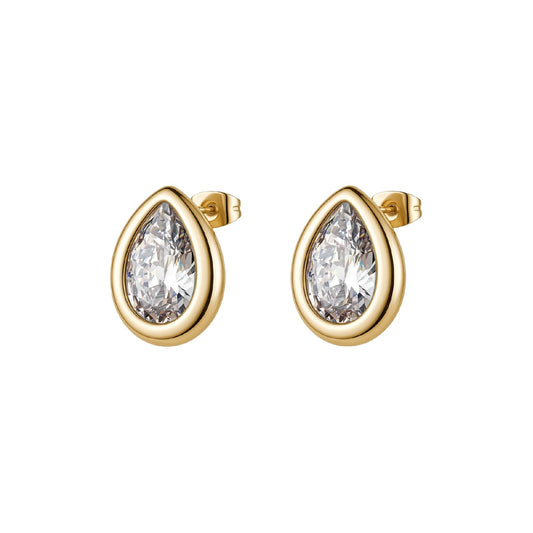 Orecchini lobo Brosway in acciaio oro e zircone bianco goccia MISURA UNICA