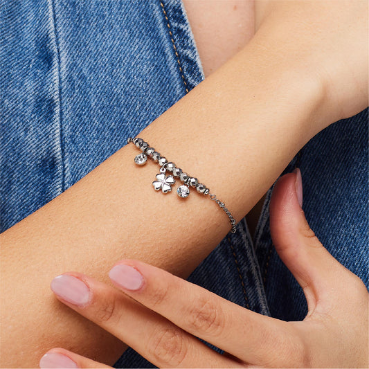 Bracciale donna Brosway acciaio con quadrifoglio cristalli 19 cm