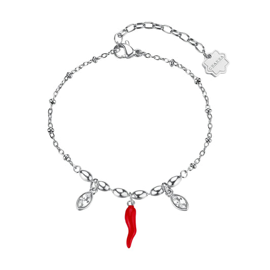 Bracciale donna Brosway in acciaio con cornetto e cristalli 19 cm