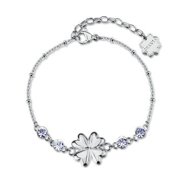 Bracciale Brosway in acciaio con quadrifoglio e cristalli 18 cm