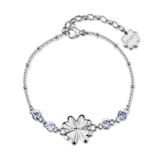 Bracciale Brosway in acciaio con quadrifoglio e cristalli 18 cm