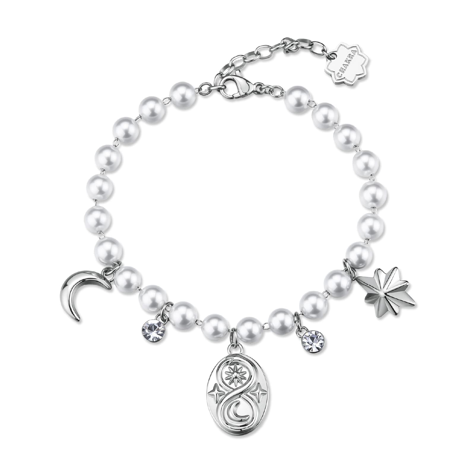 Bracciale Brosway in acciaio con pendenti e perle di conchiglia 19 cm