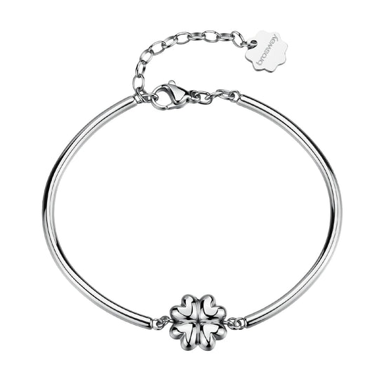 Bracciale semirigido Brosway in acciaio con quadrifoglio diametro 62 mm