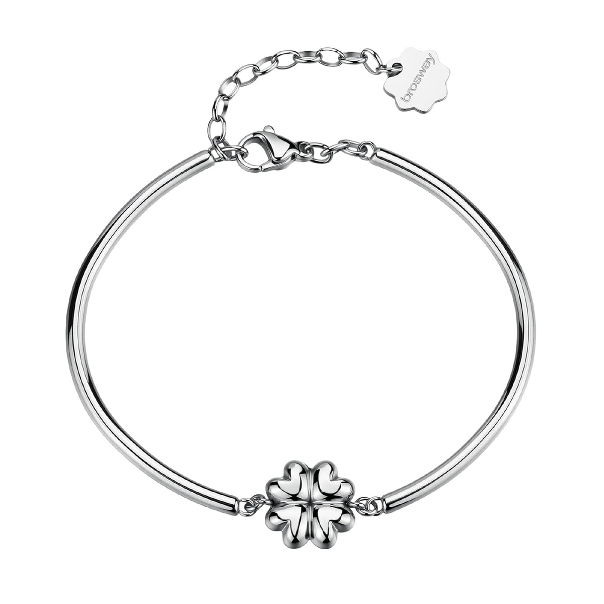 Bracciale semirigido Brosway in acciaio con quadrifoglio diametro 62 mm