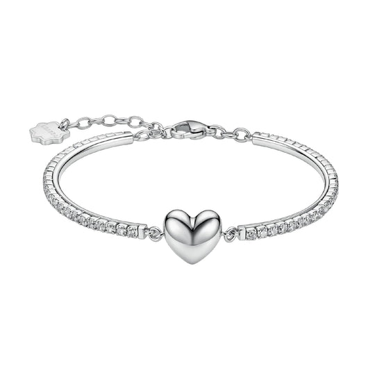 Bracciale semirigido Brosway in acciaio e zirconi con cuore diametro 62 mm