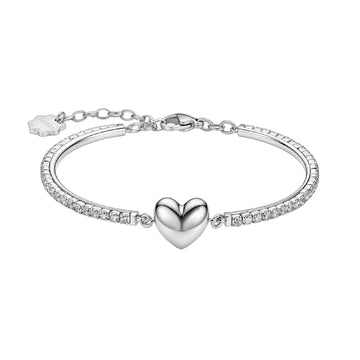 Bracciale semirigido Brosway in acciaio e zirconi con cuore diametro 62 mm