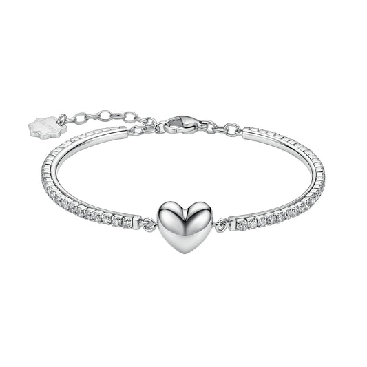 Bracciale semirigido Brosway in acciaio e zirconi con cuore diametro 62 mm