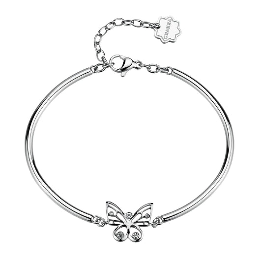 Bracciale semirigido Brosway in acciaio e zirconi con farfalla diametro 62 mm