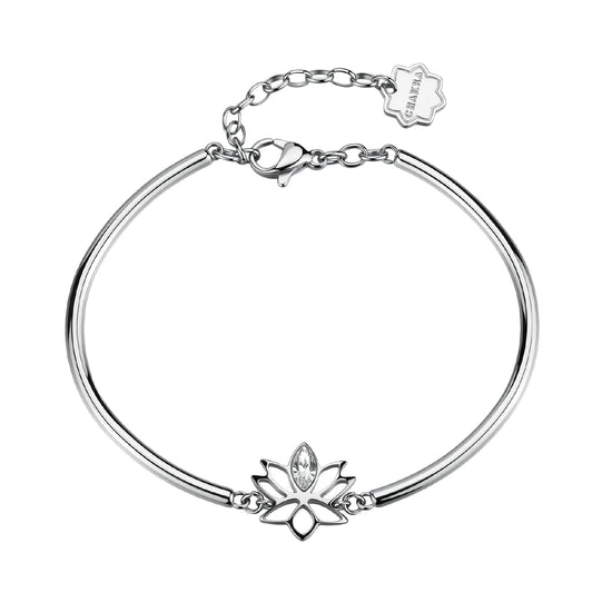Bracciale semirigido Brosway in acciaio con fiore di loto diametro 62 mm