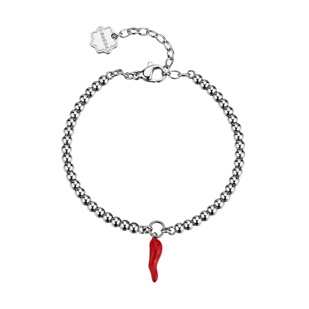 Bracciale Brosway in acciaio con sfere e cornetto rosso diametro 62 mm