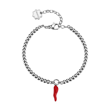 Bracciale Brosway in acciaio con sfere e cornetto rosso diametro 62 mm