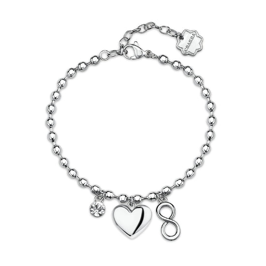 Bracciale Brosway in acciaio con pendente cuore e infinito 18 cm