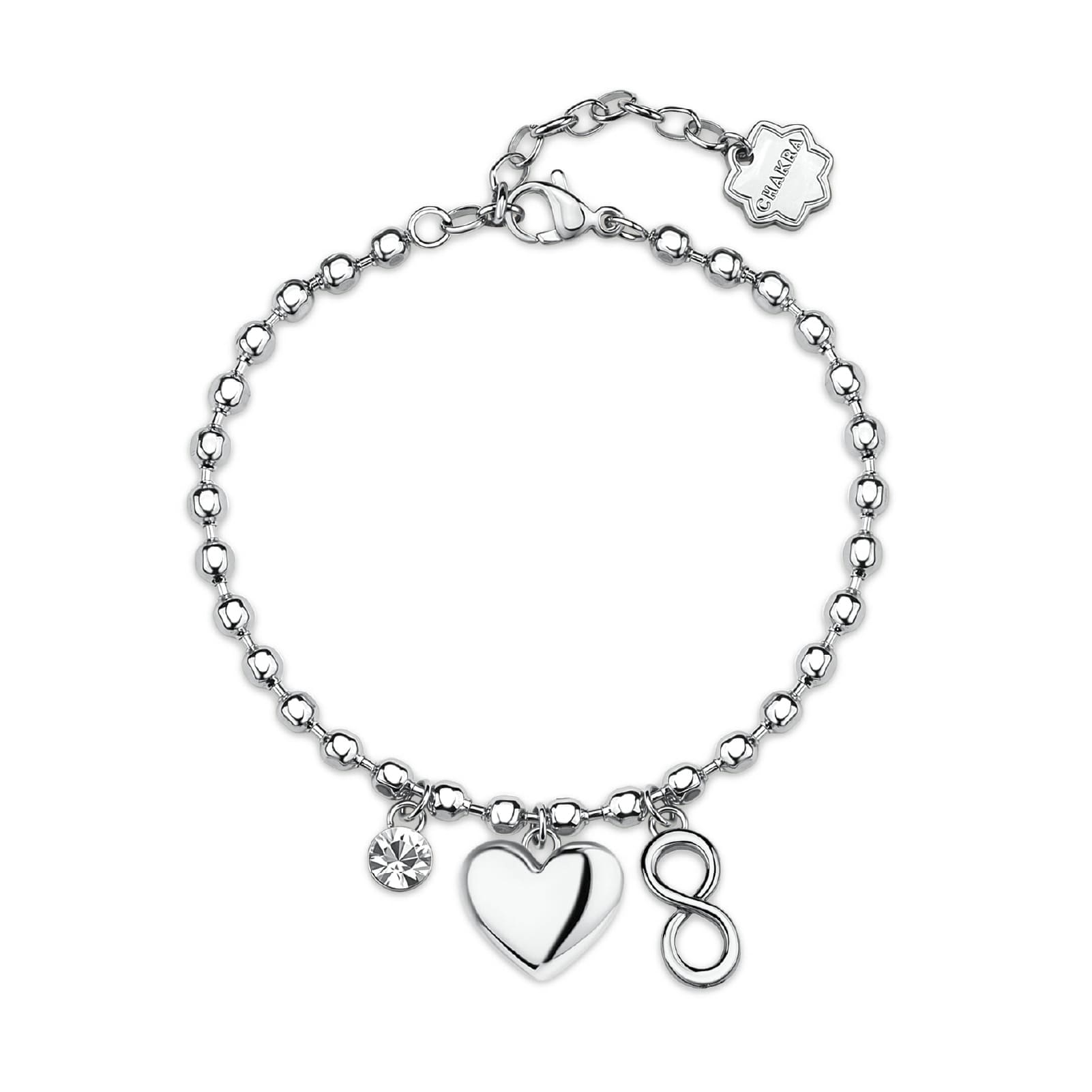 Bracciale Brosway in acciaio con pendente cuore e infinito 18 cm