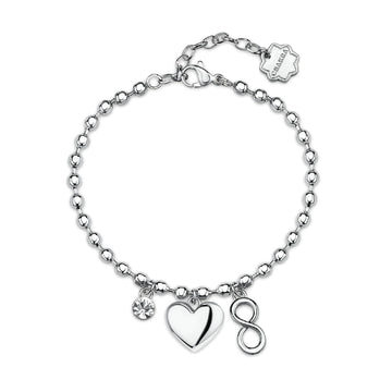 Bracciale Brosway in acciaio con pendente cuore e infinito 18 cm