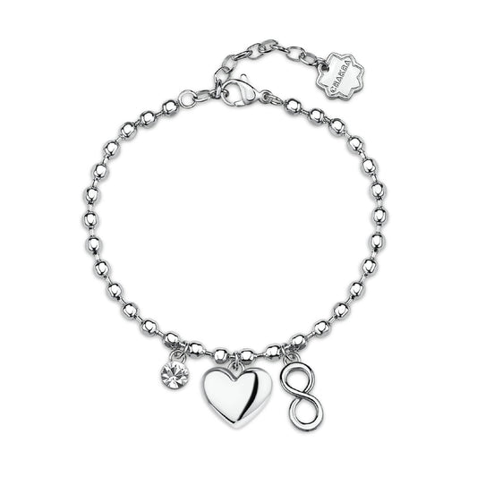 Bracciale Brosway in acciaio con pendente cuore e infinito 18 cm