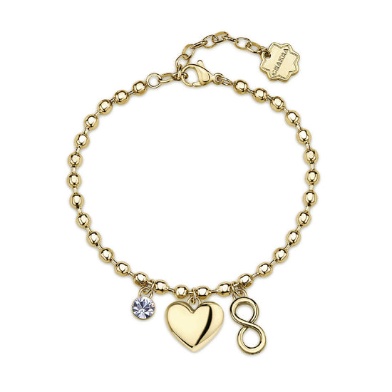 Bracciale Brosway in acciaio dorato con cuore e infinito 18 cm