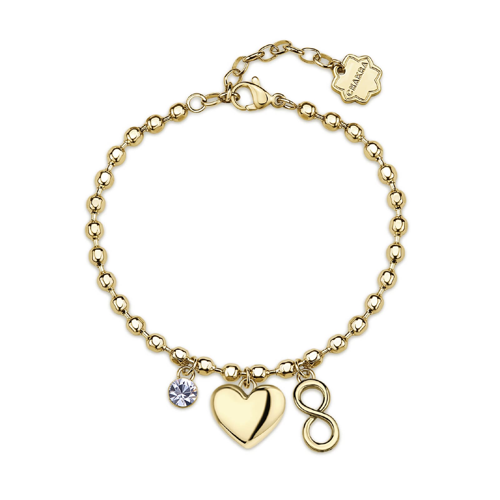 Bracciale Brosway in acciaio dorato con cuore e infinito 18 cm