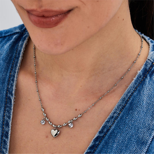 Collana donna Brosway in acciaio con cuore e cristalli MISURA UNICA