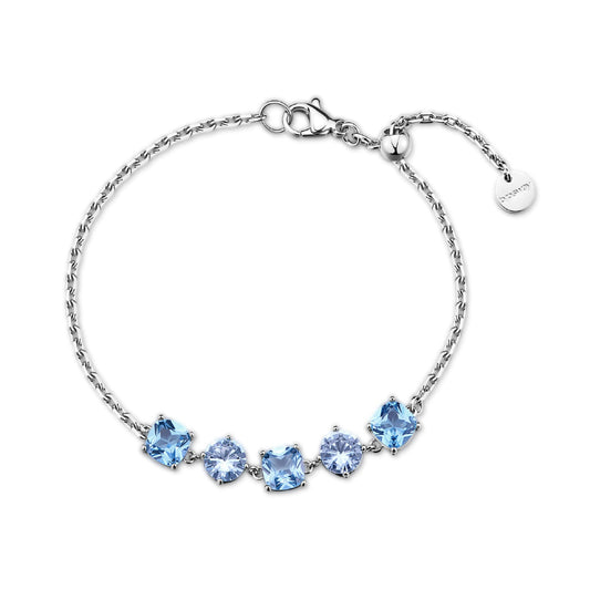 Bracciale catena Brosway in acciaio con zirconi azzurri 19 cm
