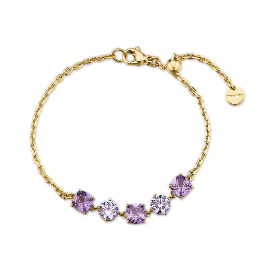 Bracciale catena Brosway in acciaio oro e zirconi viola 19 cm
