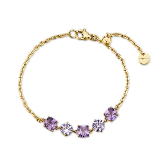 Bracciale catena Brosway in acciaio oro e zirconi viola 19 cm