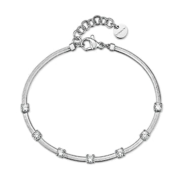 Bracciale snake Brosway in acciaio con zirconi bianchi 19 cm