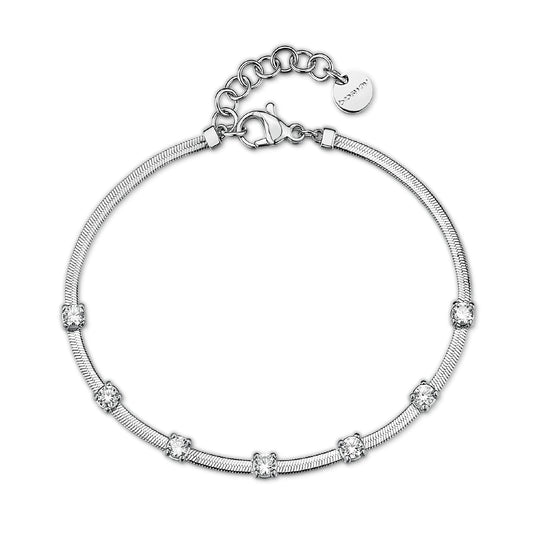 Bracciale snake Brosway in acciaio con zirconi bianchi 19 cm