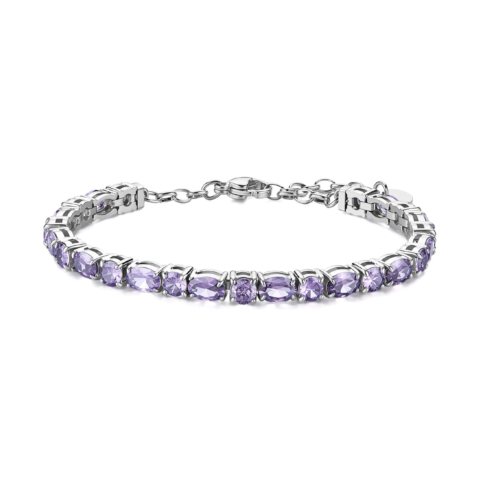Bracciale tennis Brosway in acciaio con zirconi azzurri 19 cm