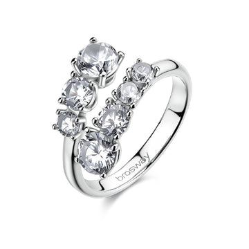 Anello aperto Brosway in acciaio con zirconi  bianchi 12
