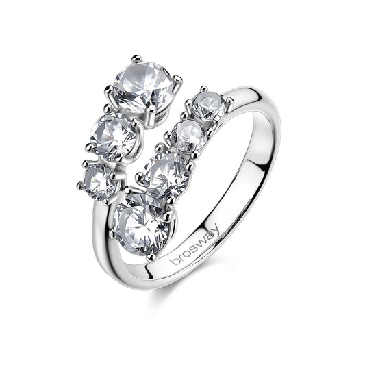 Anello aperto Brosway in acciaio con zirconi  bianchi 12