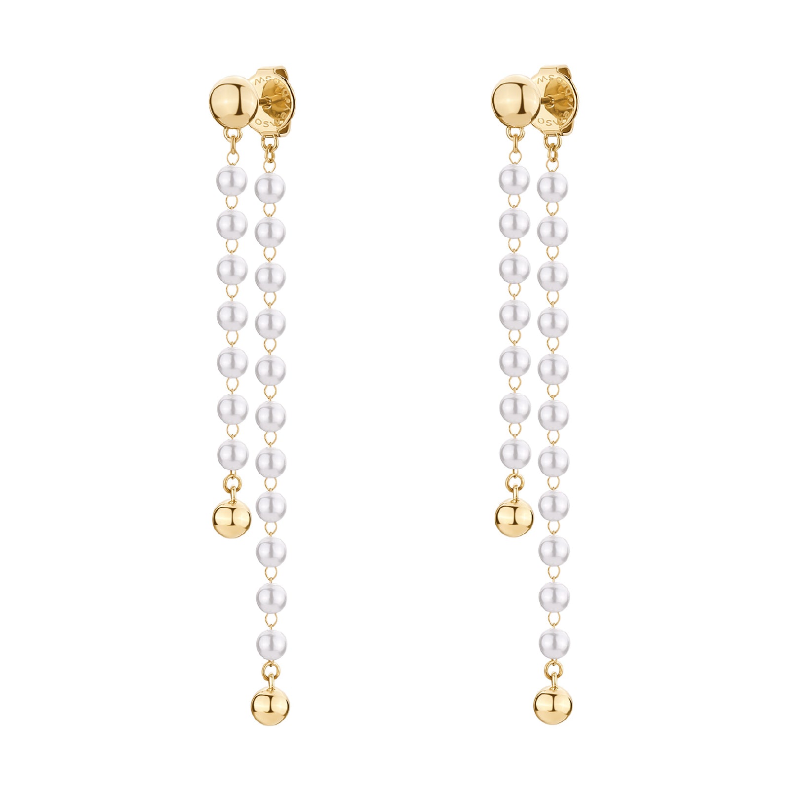 Orecchini pendenti Brosway Essential in acciaio oro con perle MISURA UNICA