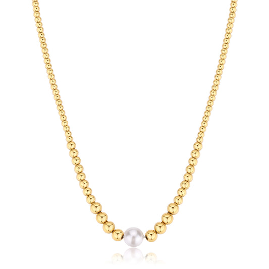 Collana Brosway in acciaio oro con sfere e perla al centro MISURA UNICA
