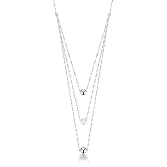 Collana Brosway in acciaio multi filo con sfera e perla MISURA UNICA