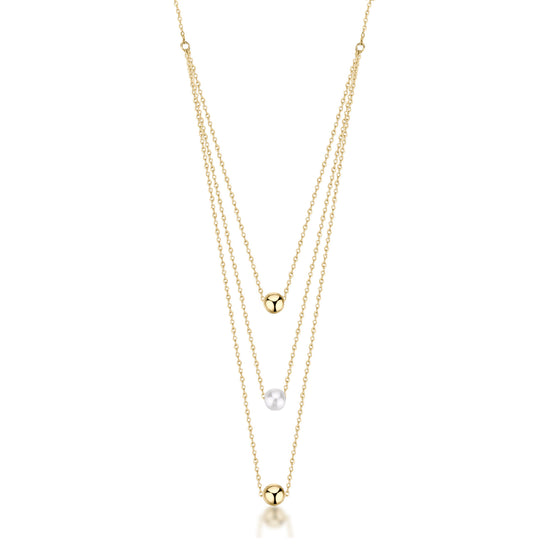 Collana Brosway in acciaio oro multi filo con sfera e perla MISURA UNICA