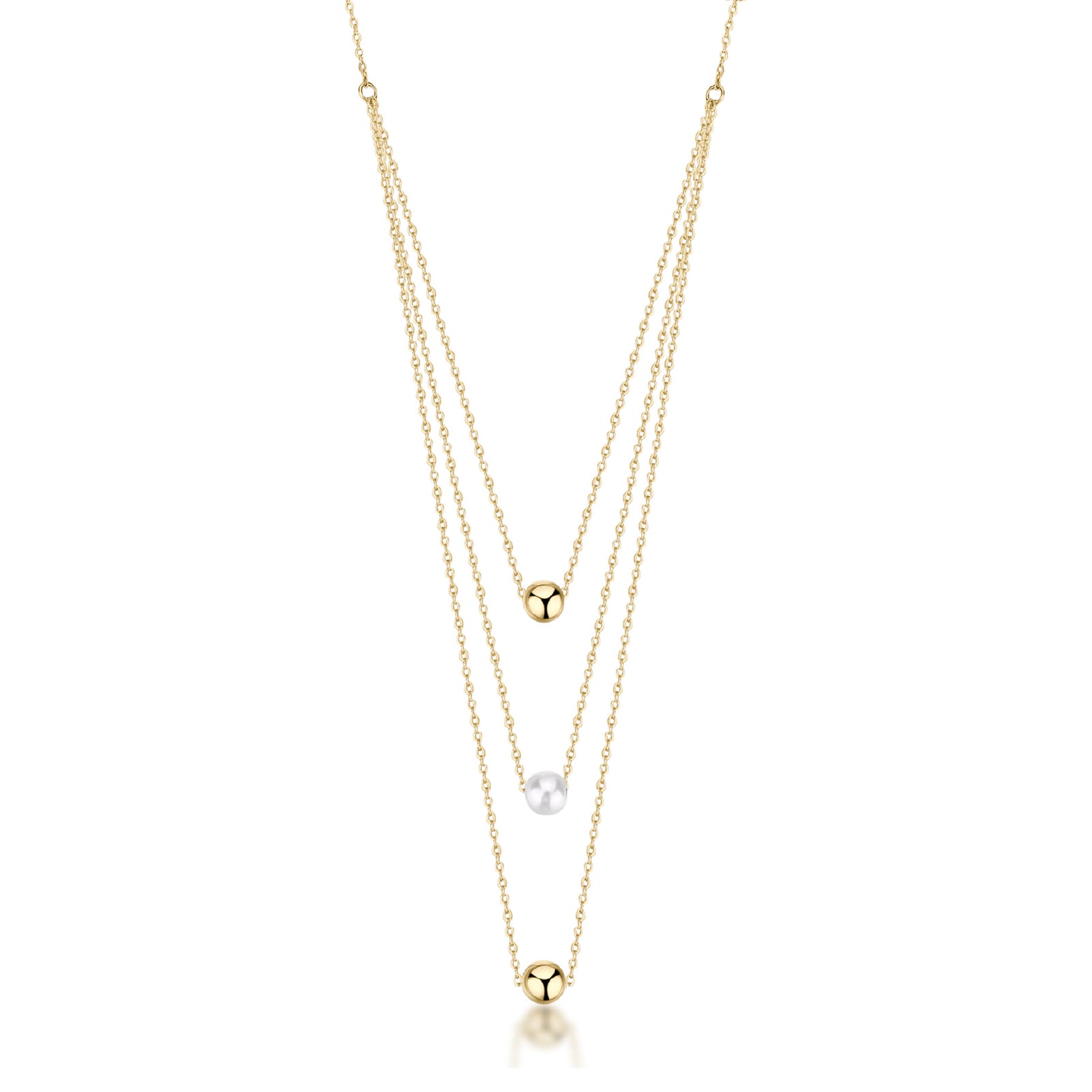 Collana Brosway in acciaio oro multi filo con sfera e perla MISURA UNICA