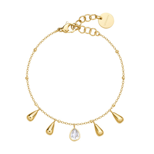 Bracciale da donna Brosway in acciaio oro ciondoli e cristalli 18 cm