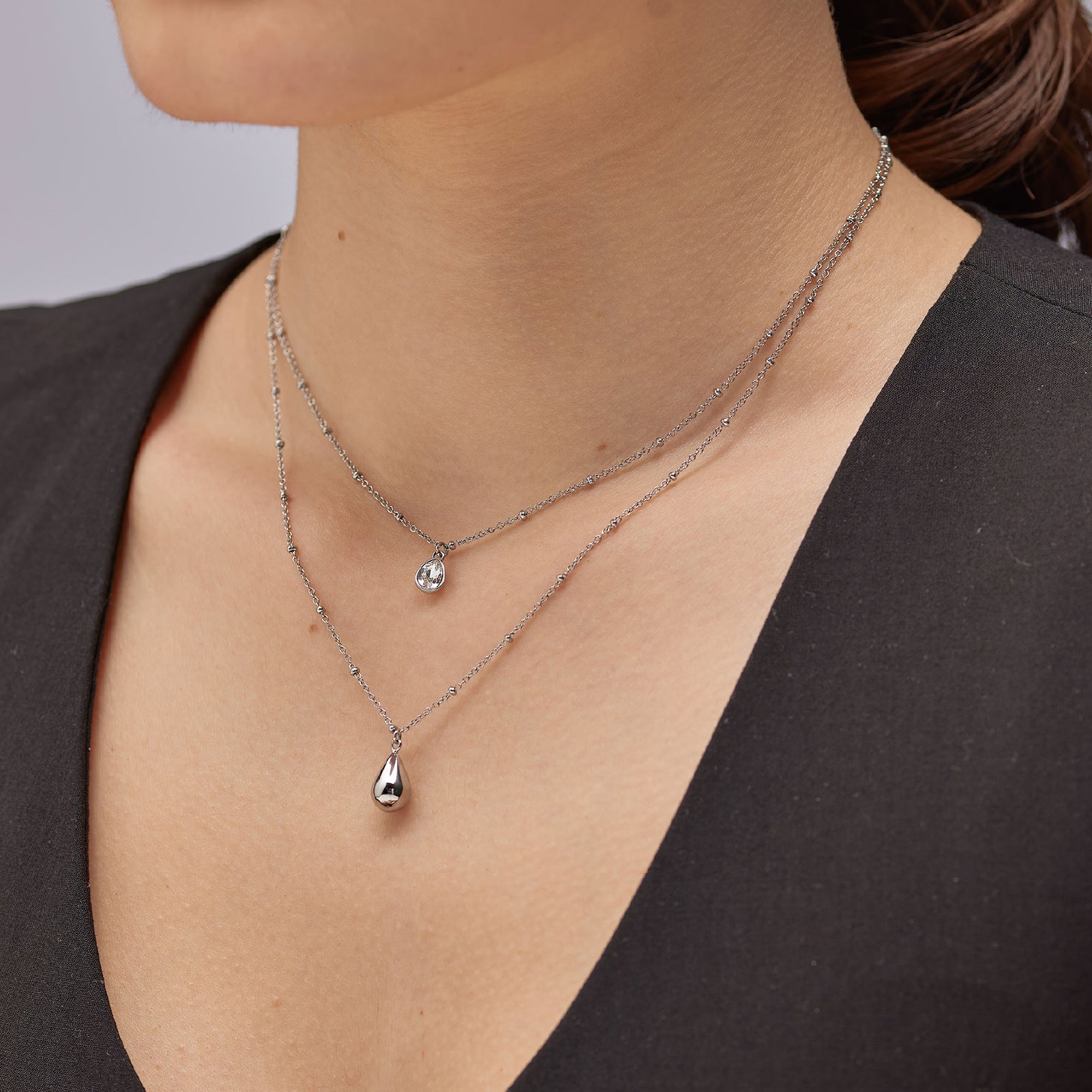 Collana donna Brosway acciaio doppio filo con due pendenti MISURA UNICA