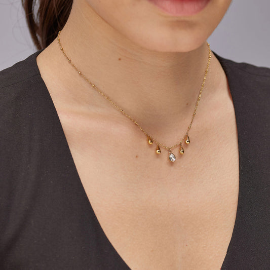 Collana da donna Brosway in acciaio oro ciondoli e cristalli MISURA UNICA