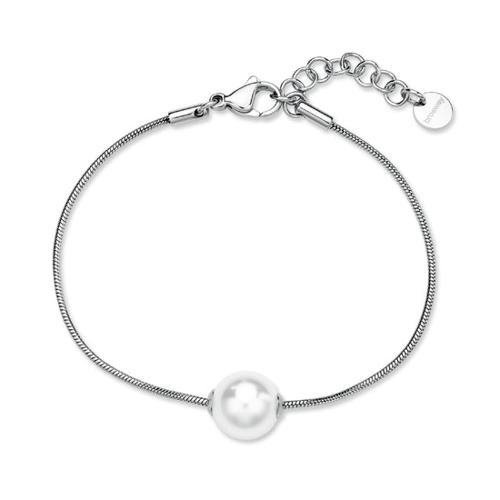 Bracciale catena Brosway in acciaio con perla centrale 19 cm
