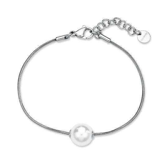 Bracciale catena Brosway in acciaio con perla centrale 19 cm
